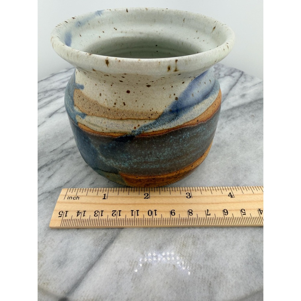 Vintage Klickitat Pottery Studio Art Vase Hand Thrown Stoneware Jar Blue Brown - Picture 5 of 14